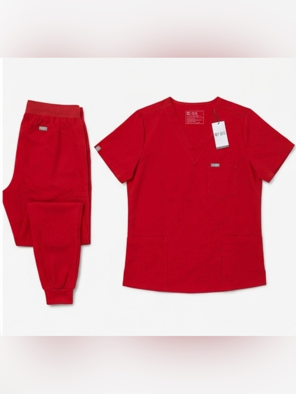 NWT | FIGS Red V-Neck Scrub Set Sz Small - Picture 2 of 5